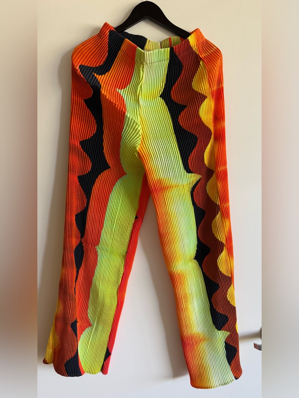Julia Heuer Jack Pleated Trousers Neon Orange & Yellow Pattern
